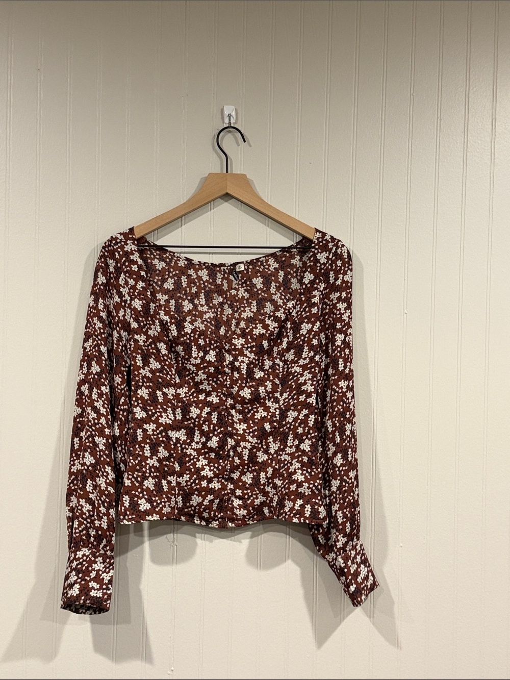 Abercrombie & Fitch Brown Floral Square-Neck Blouse